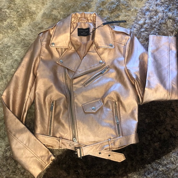 Love Tree Jackets & Blazers - Rose gold faux leather jacket BRAND NEW